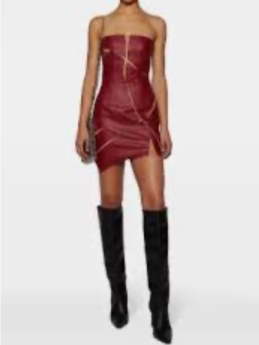 Strapless Wine-Red Cutout Mini Dress — image 3 of 7